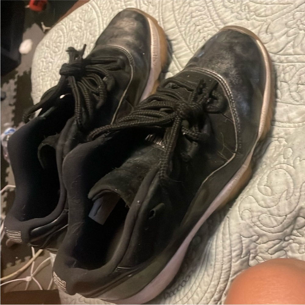 Jordan Black Sneakers with Suede Upper and Gum Sole